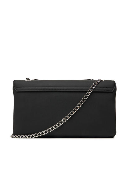 Black Faux Leather Chain Strap Shoulder Bag