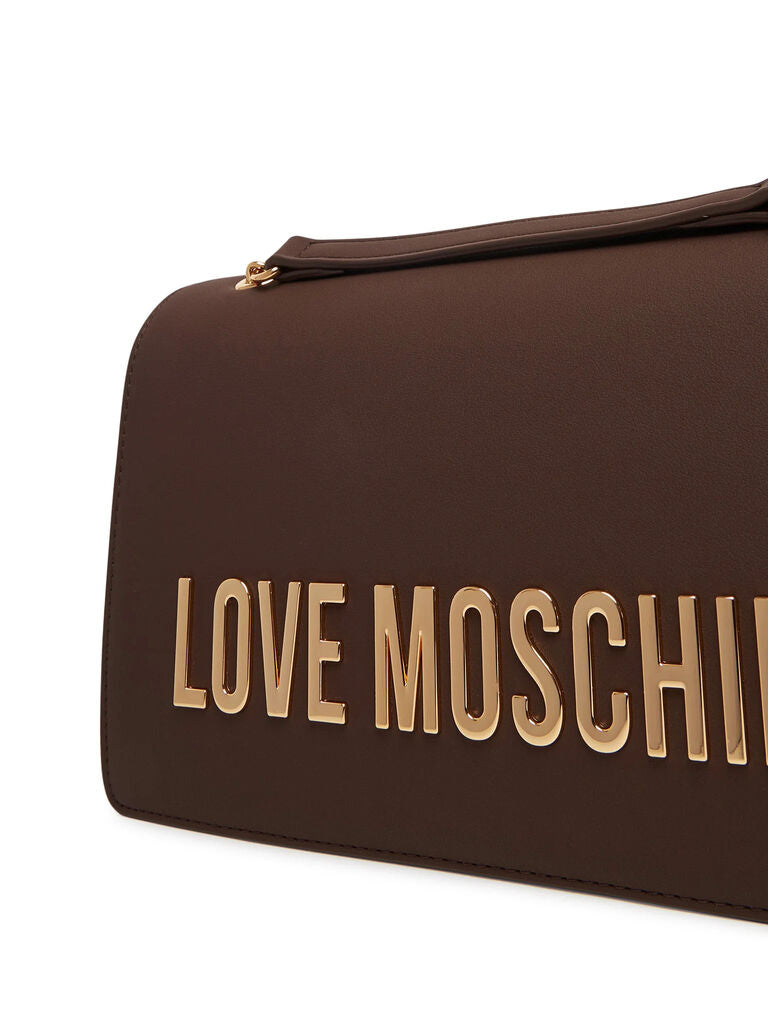 Brown Chain Strap Logo Crossbody Bag