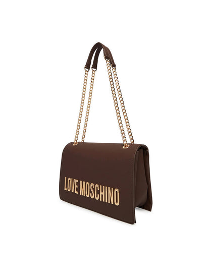 Brown Chain Strap Logo Crossbody Bag