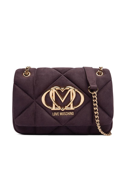 Dark Quilted Shoulder Bag with Chain Strap