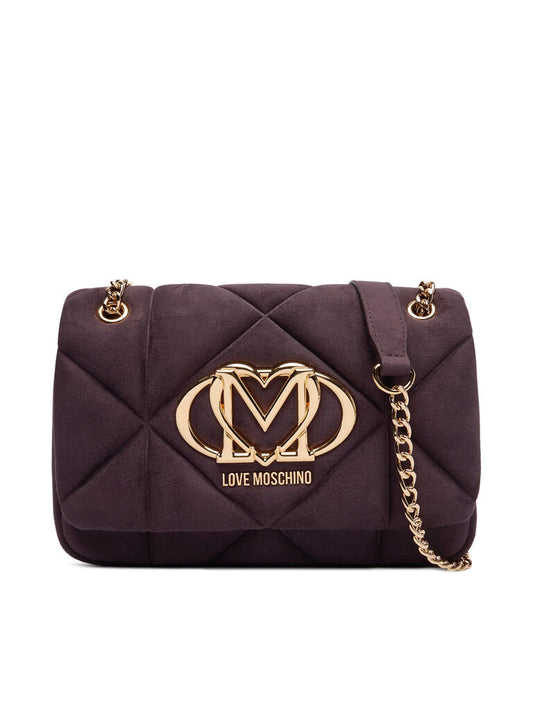 Dark Quilted Shoulder Bag with Chain Strap