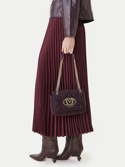 Dark Quilted Shoulder Bag with Chain Strap