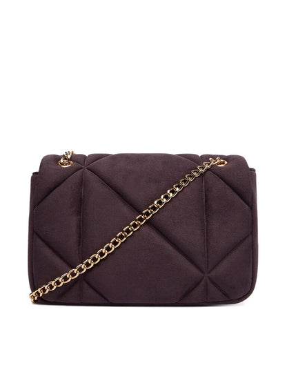 Dark Quilted Shoulder Bag with Chain Strap