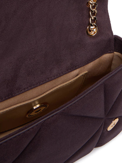 Dark Quilted Shoulder Bag with Chain Strap