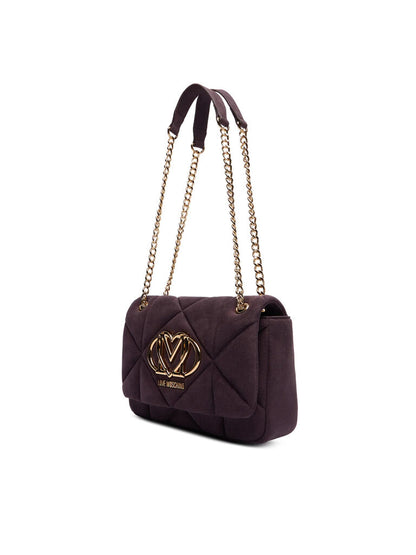 Dark Quilted Shoulder Bag with Chain Strap