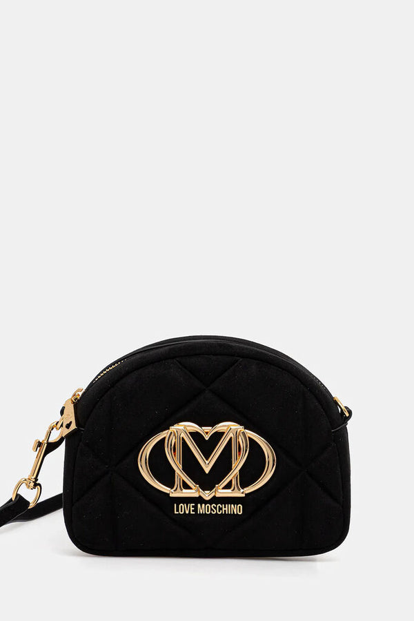 Black Quilted Mini Crossbody with Gold Accents