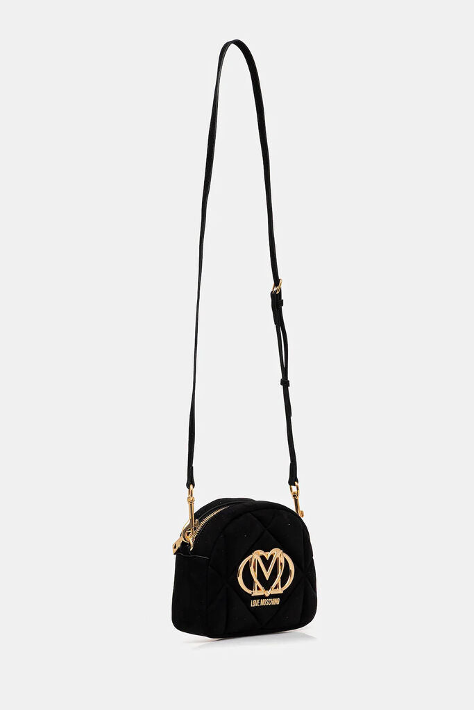 Black Quilted Mini Crossbody with Gold Accents