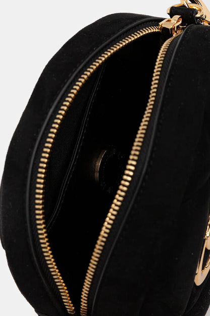 Black Quilted Mini Crossbody with Gold Accents