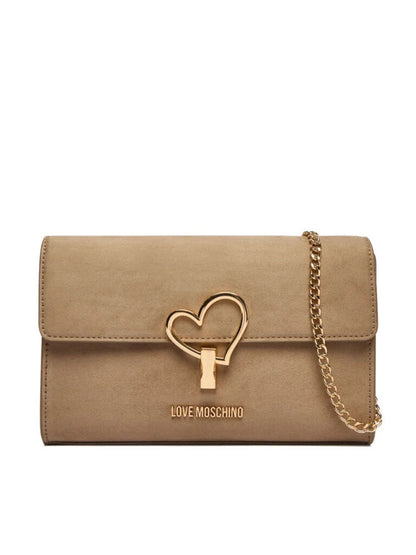 Taupe Structured Clutch with Heart Detail