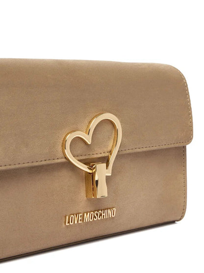 Taupe Structured Clutch with Heart Detail
