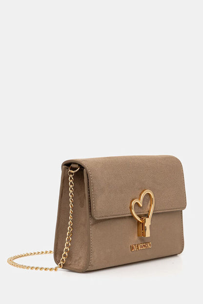 Taupe Structured Clutch with Heart Detail