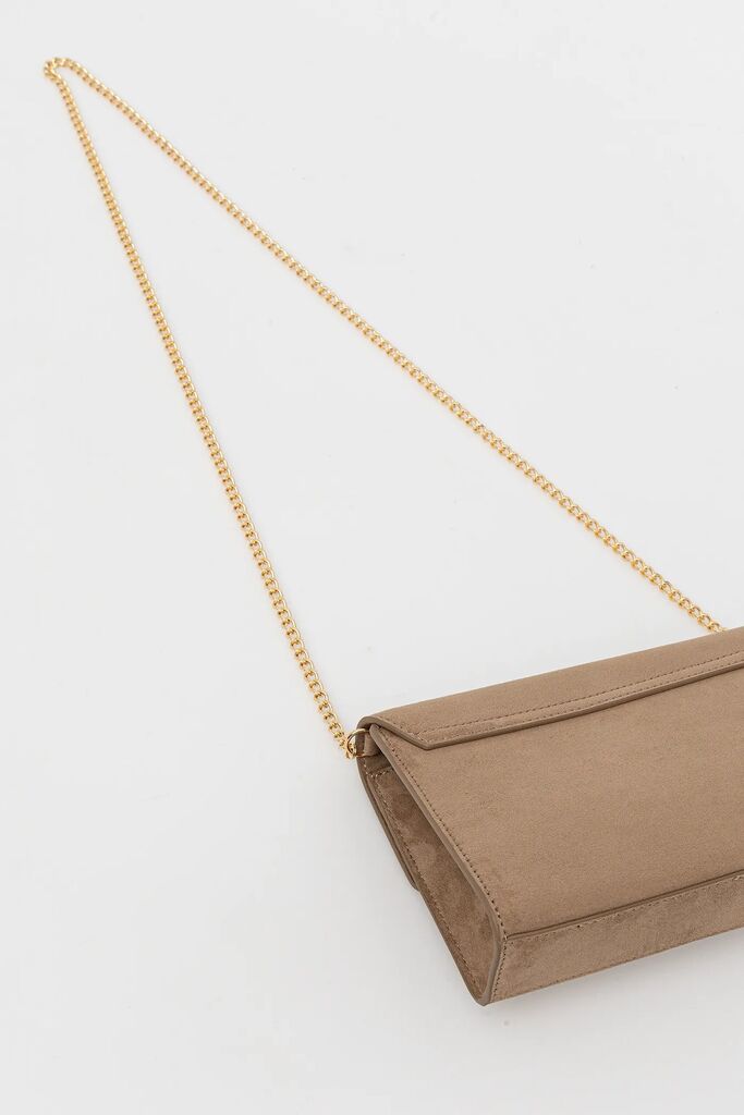 Taupe Structured Clutch with Heart Detail