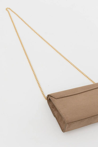 Taupe Structured Clutch with Heart Detail