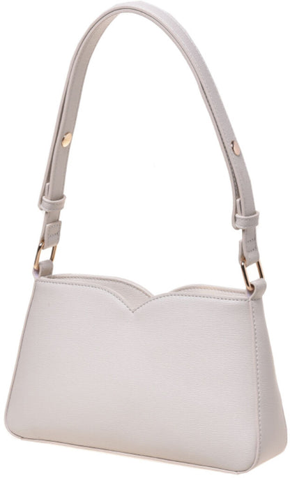 White Textured Shoulder Bag with Heart Detail