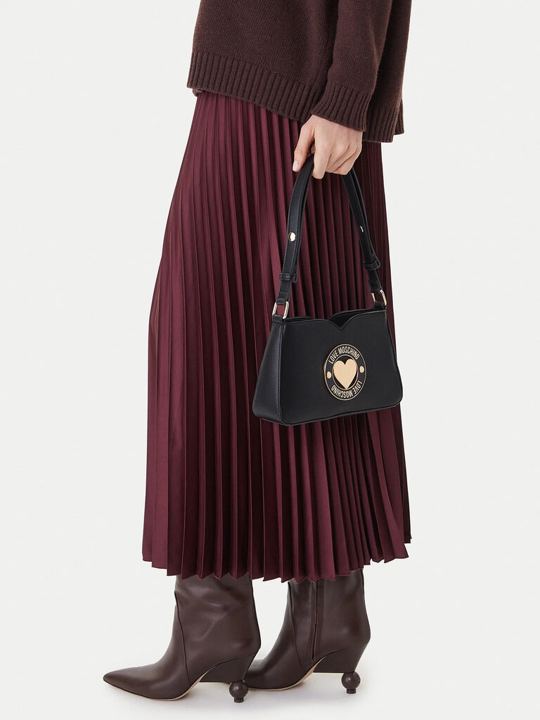 Black Crossbody Bag with Heart Emblem