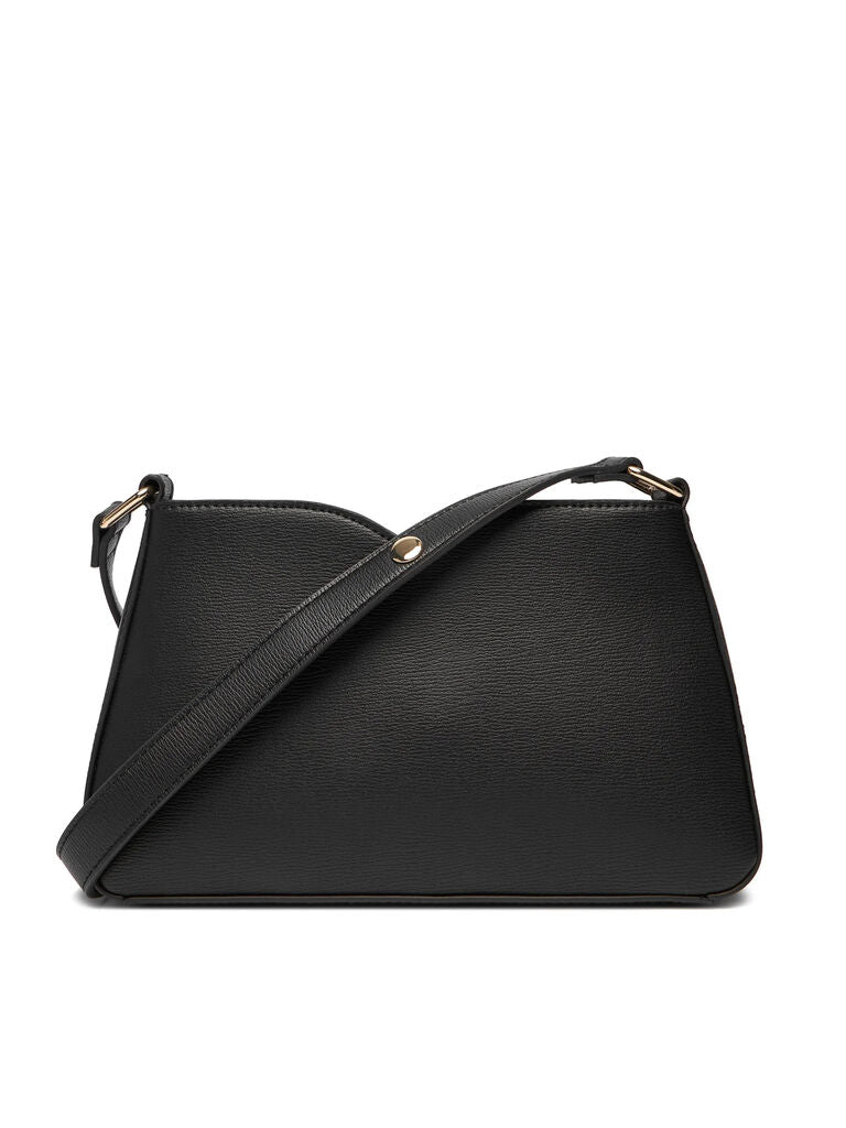 Black Crossbody Bag with Heart Emblem