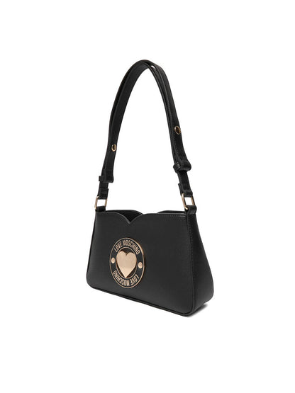Black Crossbody Bag with Heart Emblem
