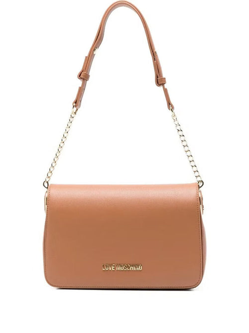 Tan Faux Leather Shoulder Bag with Chain Strap