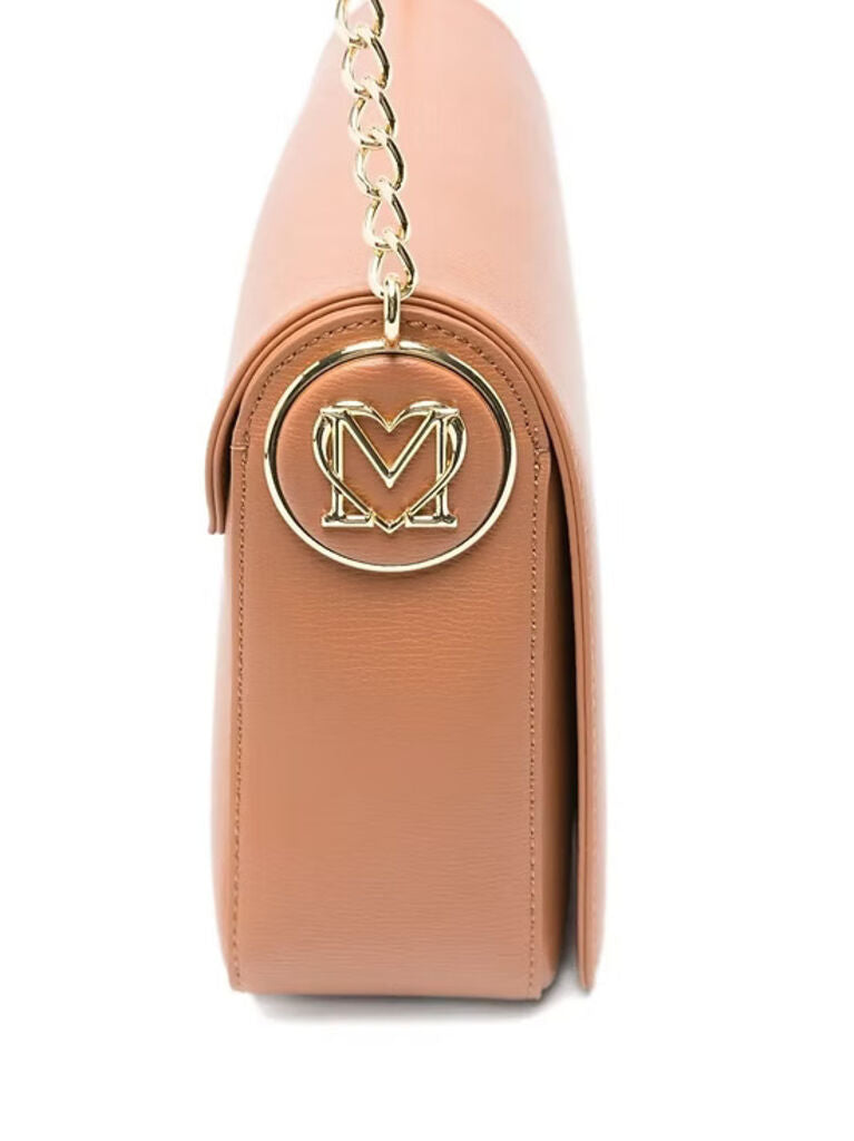 Tan Faux Leather Shoulder Bag with Chain Strap