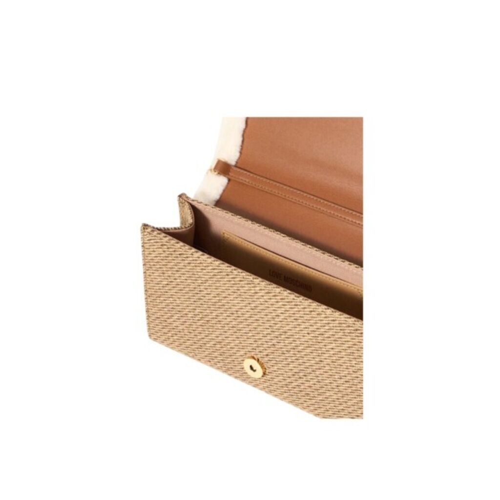 Tan Textured Wallet with Faux Fur Trim