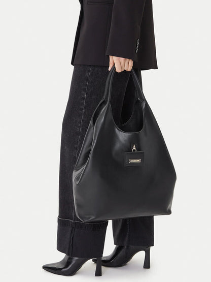 Black Smooth Tote with Matching Pouch
