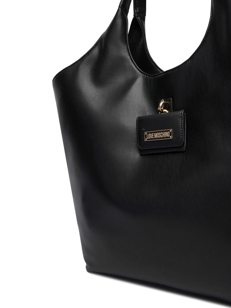 Black Smooth Tote with Matching Pouch