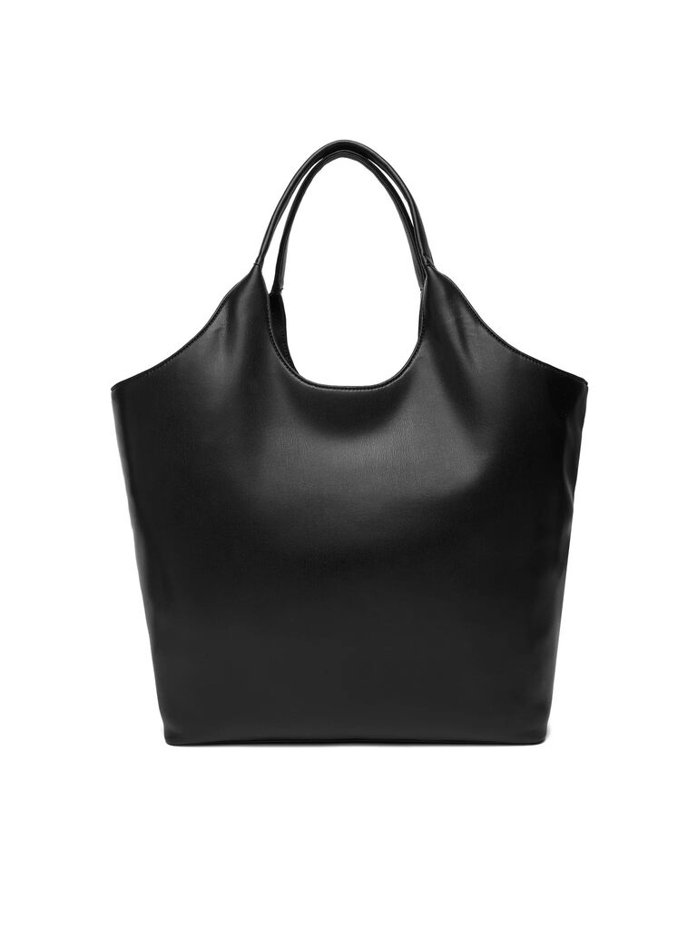 Black Smooth Tote with Matching Pouch