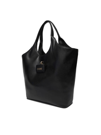Black Smooth Tote with Matching Pouch