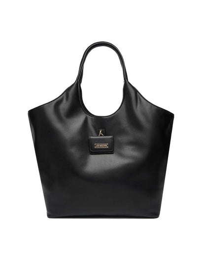 Black Smooth Tote with Matching Pouch