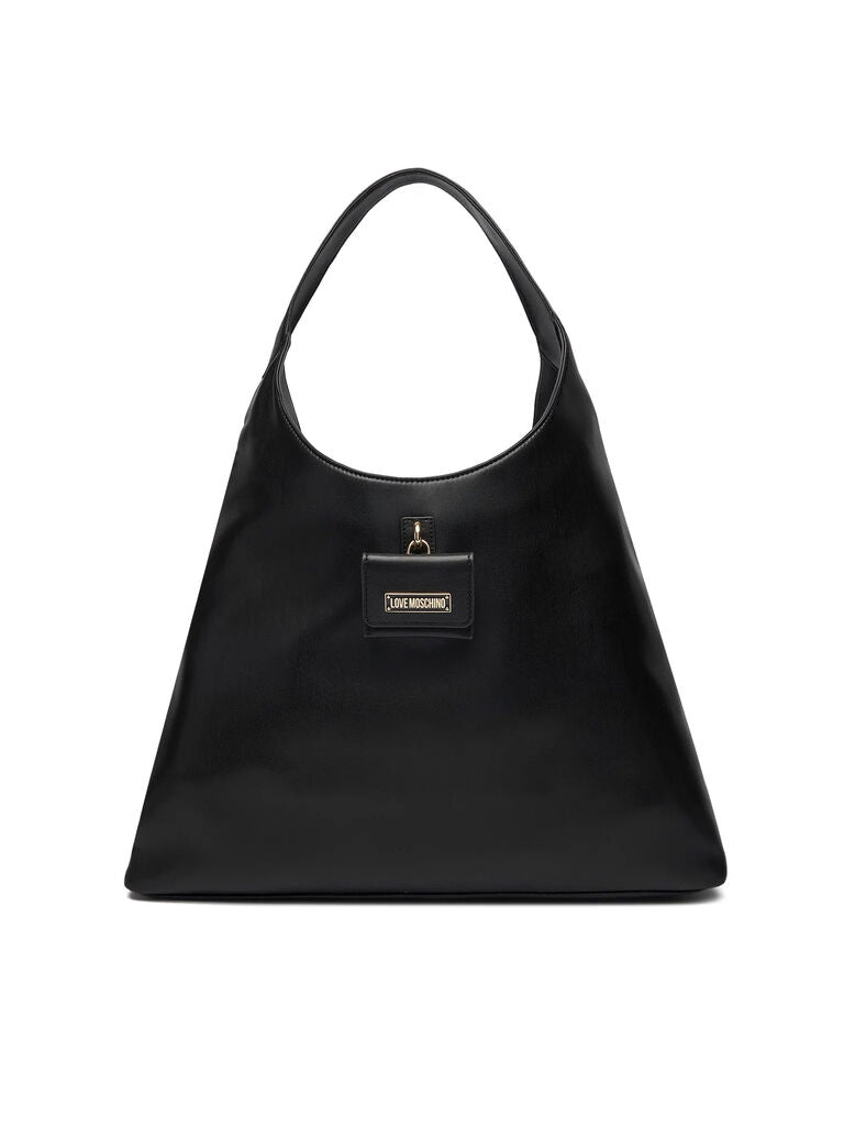 Black Triangle Tote Bag with Logo Detail