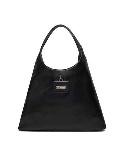 Black Triangle Tote Bag with Logo Detail
