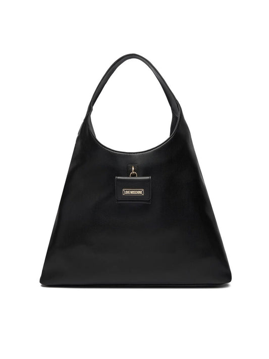 Black Triangle Tote Bag with Logo Detail