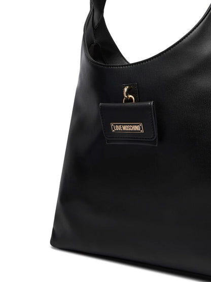 Black Triangle Tote Bag with Logo Detail