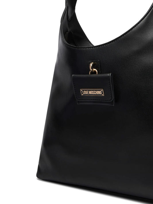 Black Triangle Tote Bag with Logo Detail