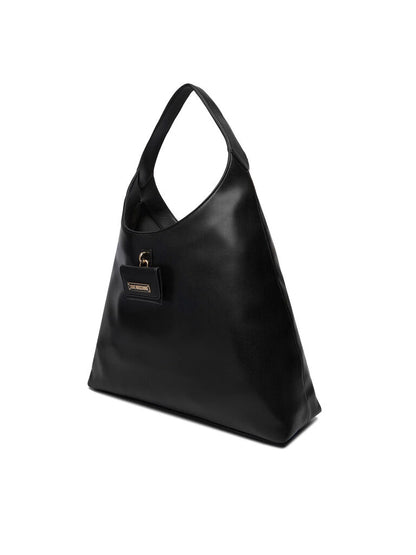 Black Triangle Tote Bag with Logo Detail