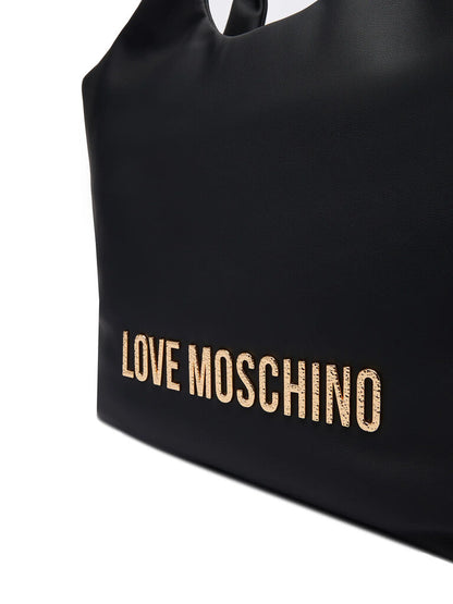 Black Smooth Tote with Zipper Pouch