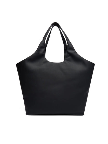 Black Smooth Tote with Zipper Pouch