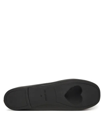 Black Ballerina Flats with Logo Strap