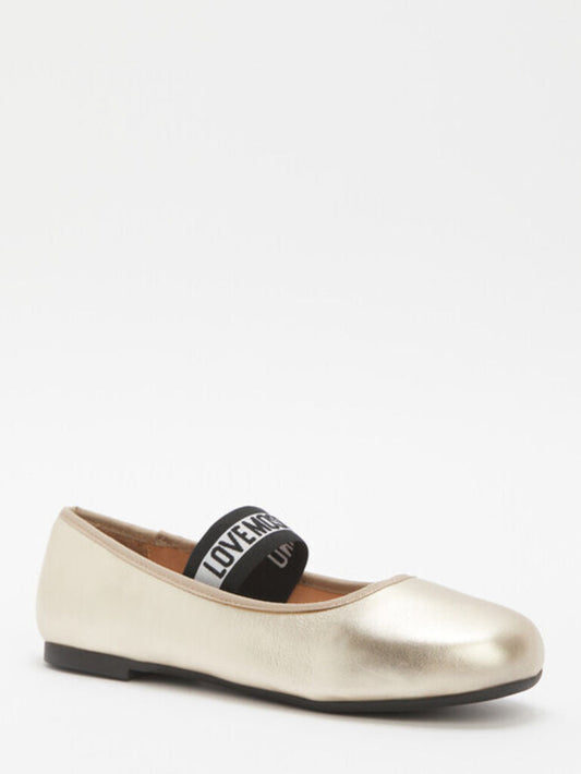Golden Ballet Flat with Elastic Strap
