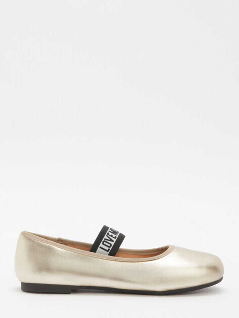 Golden Ballet Flat with Elastic Strap