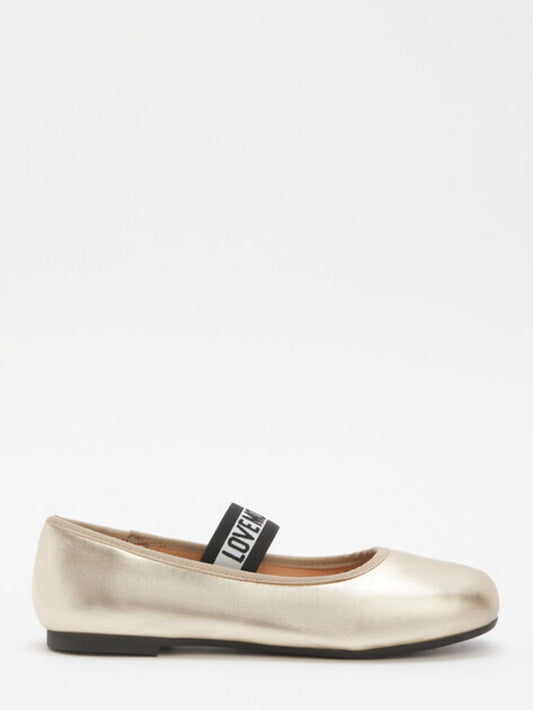 Golden Ballet Flat with Elastic Strap