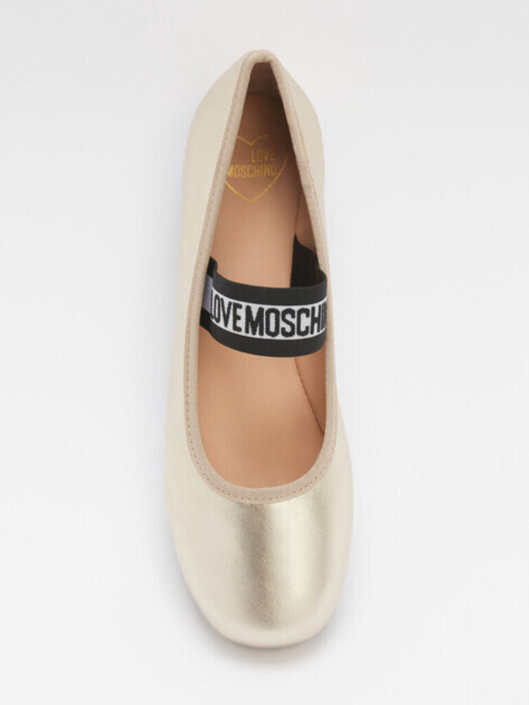 Golden Ballet Flat with Elastic Strap