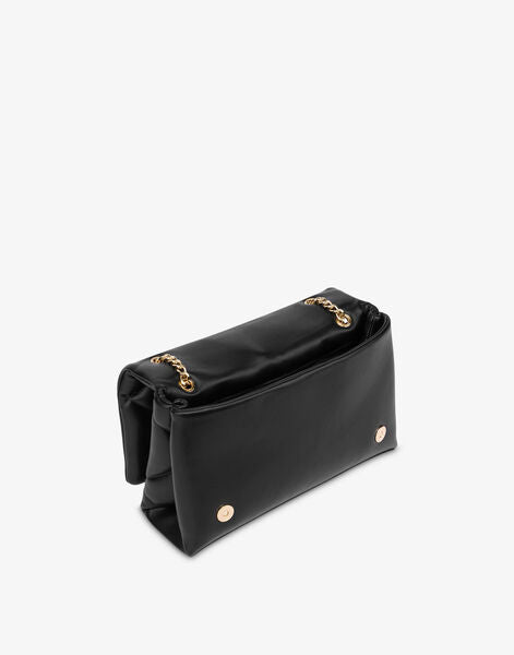 Black Quilted Handbag with Gold Chain Detail