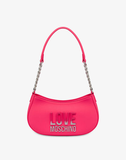 Pink Embossed Shoulder Bag with Chain Strap