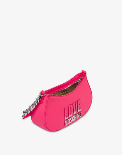 Pink Embossed Shoulder Bag with Chain Strap