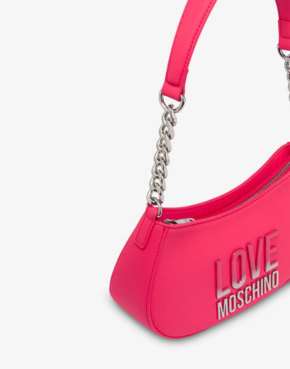 Pink Embossed Shoulder Bag with Chain Strap