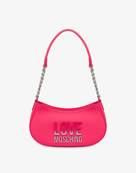 Pink Embossed Shoulder Bag with Chain Strap