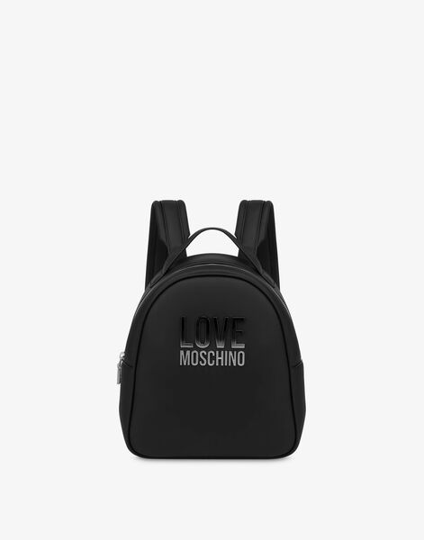 Black Logo Backpack with Structured Shape