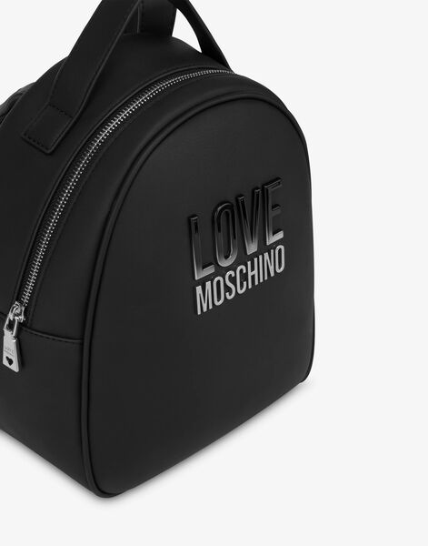 Black Logo Backpack with Structured Shape