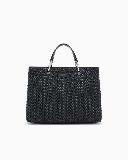 Black Leather Tote Bag with Dual Handles